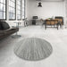 Round Machine Washable Contemporary Grey Gray Rug in a Office, wshcon1722