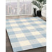 Contemporary Light Steel Blue Checkered Rug in Family Room, con1723