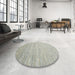 Round Machine Washable Contemporary Pale Silver Gray Rug in a Office, wshcon1724