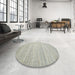 Round Machine Washable Contemporary Pale Silver Gray Rug in a Office, wshcon1725