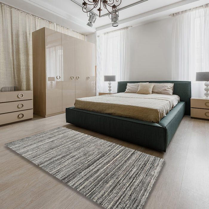 Contemporary Sandstone Brown Modern Rug in a Bedroom, con1726