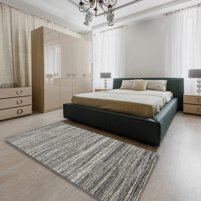 Contemporary Sandstone Brown Modern Rug in a Bedroom, con1727