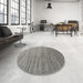 Round Machine Washable Contemporary Dark Gray Rug in a Office, wshcon1728