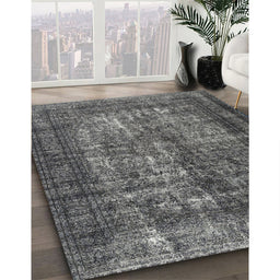 Contemporary Light Black Modern Rug in Family Room, con1730