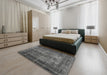 Machine Washable Contemporary Light Black Rug in a Bedroom, wshcon1730