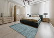 Contemporary Green Modern Rug in a Bedroom, con1732