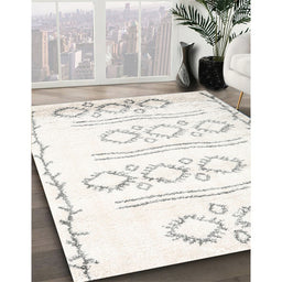 Contemporary Gray Solid Rug in Family Room, con1733