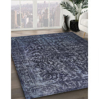 Contemporary Dark Slate Blue Modern Rug, con1734