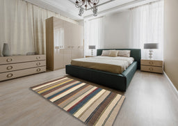 Contemporary Brown Modern Rug in a Bedroom, con1735