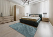 Machine Washable Contemporary Greenish Blue Green Rug in a Bedroom, wshcon1736