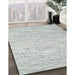 Contemporary Gunmetal Gray Modern Rug in Family Room, con1738