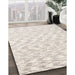 Contemporary Antique White Beige Solid Rug in Family Room, con1739