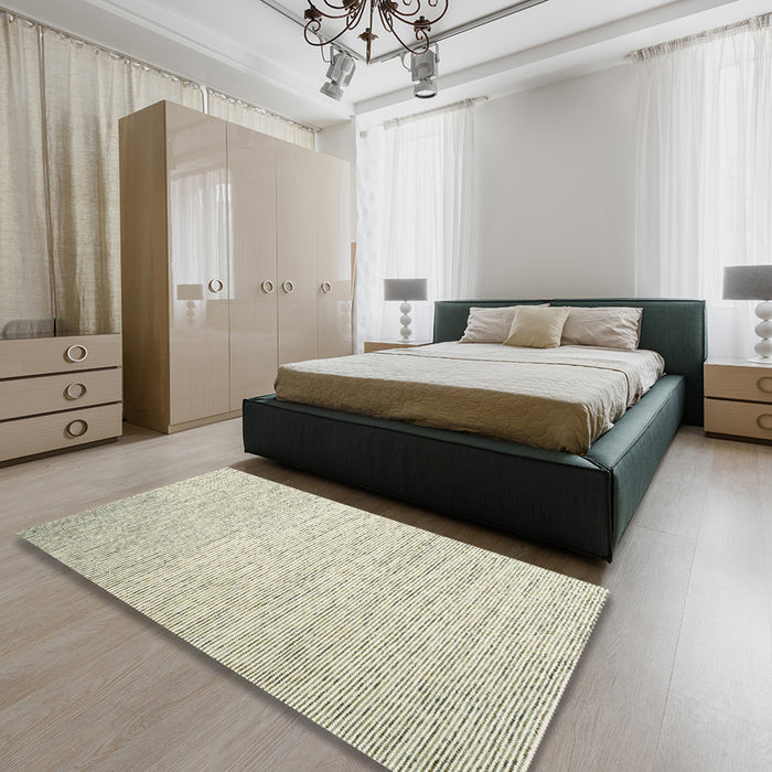 Contemporary Gold Modern Rug in a Bedroom, con1740