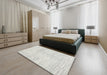 Contemporary Cloud Gray Modern Rug in a Bedroom, con1741