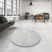 Round Contemporary Dark Gray Modern Rug in a Office, con1742