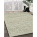 Contemporary Tan Brown Gold Modern Rug in Family Room, con1746