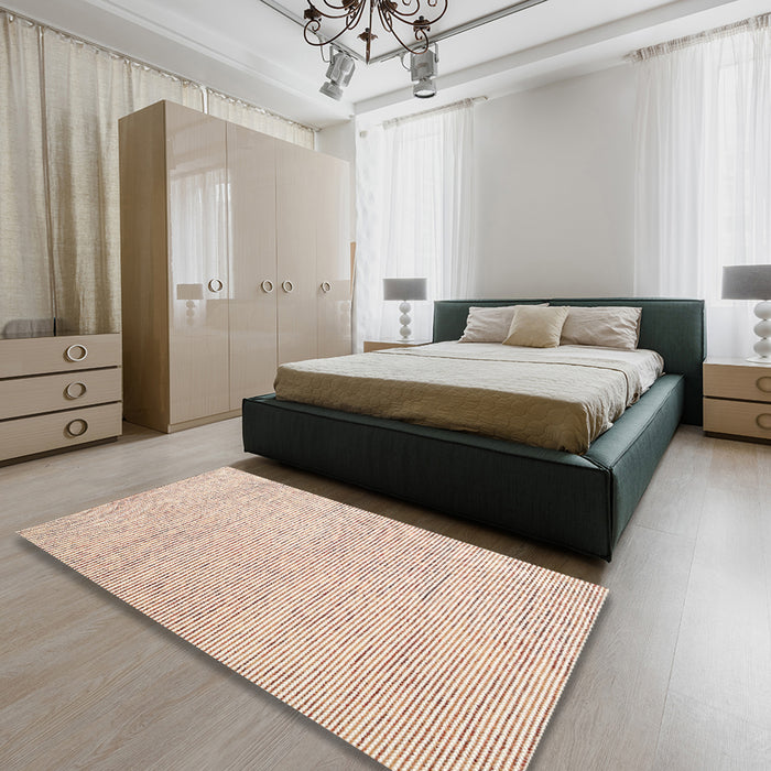 Contemporary Gold Modern Rug in a Bedroom, con1748