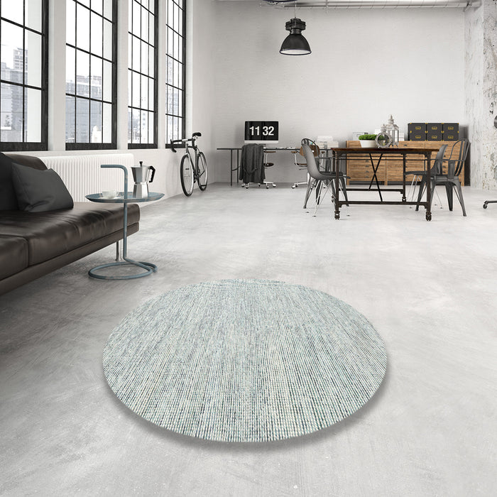 Round Contemporary Dark Gray Modern Rug in a Office, con1751