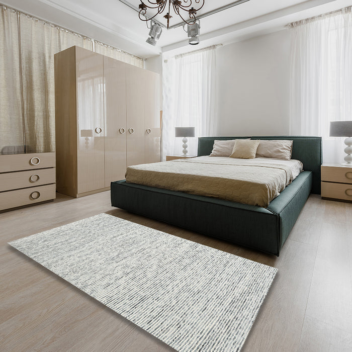 Machine Washable Contemporary Dark Gray Rug in a Bedroom, wshcon1752