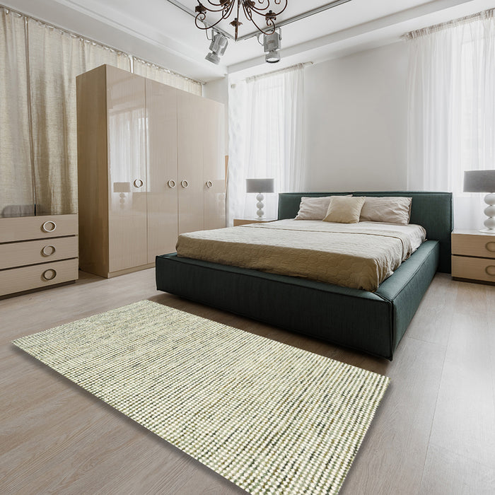 Contemporary Gold Modern Rug in a Bedroom, con1754