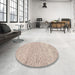 Round Contemporary Orange Salmon Pink Modern Rug in a Office, con1755