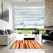 Square Contemporary Orange Oriental Rug in a Living Room, con1756