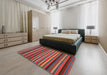 Contemporary Army Brown Southwestern Rug in a Bedroom, con1757