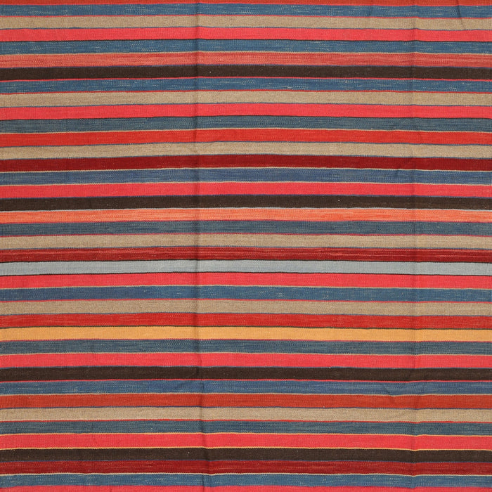 Square Contemporary Army Brown Southwestern Rug, con1757