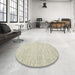 Round Machine Washable Contemporary Gold Rug in a Office, wshcon1758