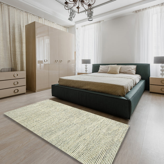 Contemporary Gold Modern Rug in a Bedroom, con1758