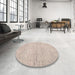 Round Machine Washable Contemporary Orange Salmon Pink Rug in a Office, wshcon1759