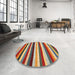 Round Machine Washable Contemporary Fire Brick Red Rug in a Office, wshcon1763