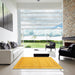 Square Contemporary Deep Yellow Modern Rug in a Living Room, con1766