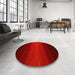 Round Machine Washable Contemporary Tomato Red Rug in a Office, wshcon1767