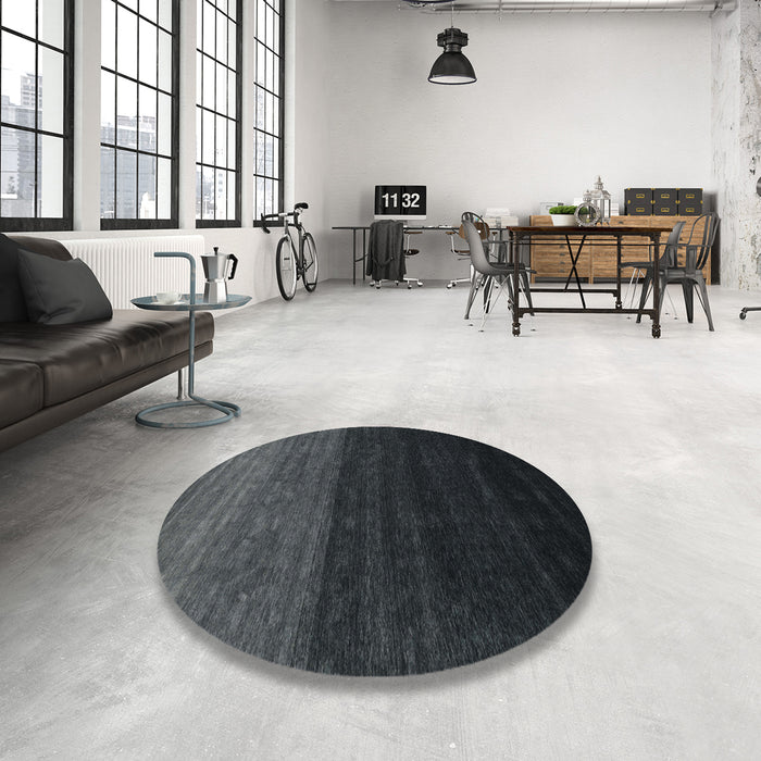 Round Machine Washable Contemporary Gray Rug in a Office, wshcon1768