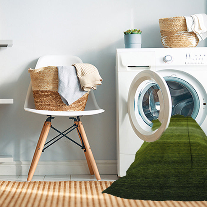 Machine Washable Contemporary Dark Forest Green Rug in a Washing Machine, wshcon1769