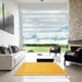 Square Machine Washable Contemporary Deep Yellow Rug in a Living Room, wshcon1770