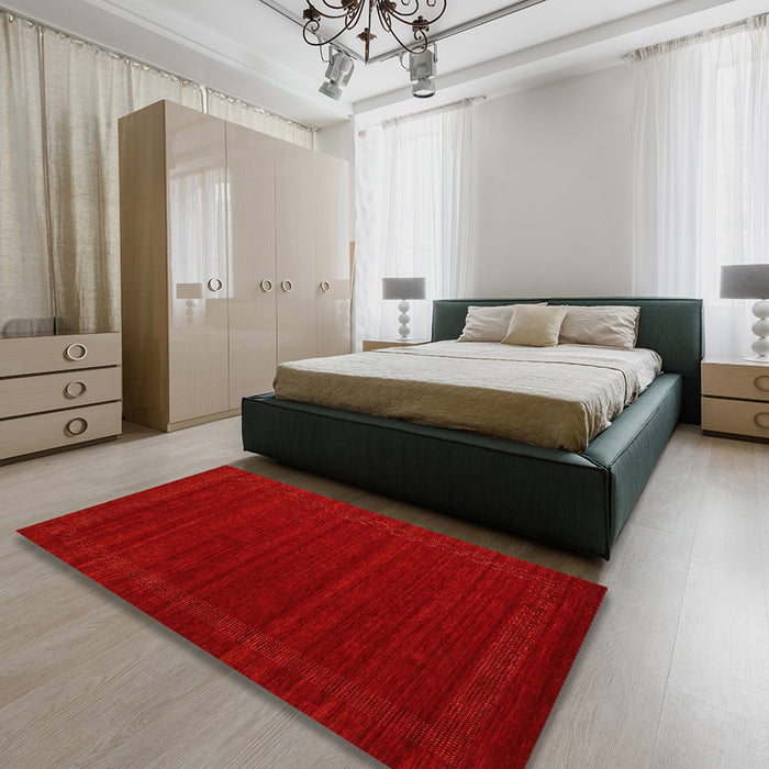 Machine Washable Contemporary Fire Red Rug in a Bedroom, wshcon1771