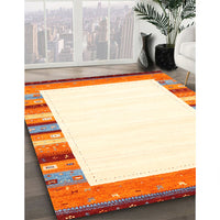 Contemporary Orange Solid Rug, con1772