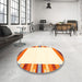 Round Contemporary Orange Solid Rug in a Office, con1772