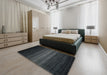 Contemporary Dark Slate Gray Green Modern Rug in a Bedroom, con1776