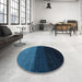 Round Contemporary Deep-Sea Blue Modern Rug in a Office, con1777