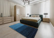 Contemporary Deep-Sea Blue Modern Rug in a Bedroom, con1777