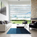 Square Machine Washable Contemporary Deep-Sea Blue Rug in a Living Room, wshcon1777