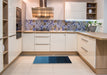 Contemporary Deep-Sea Blue Modern Rug in a Kitchen, con1777