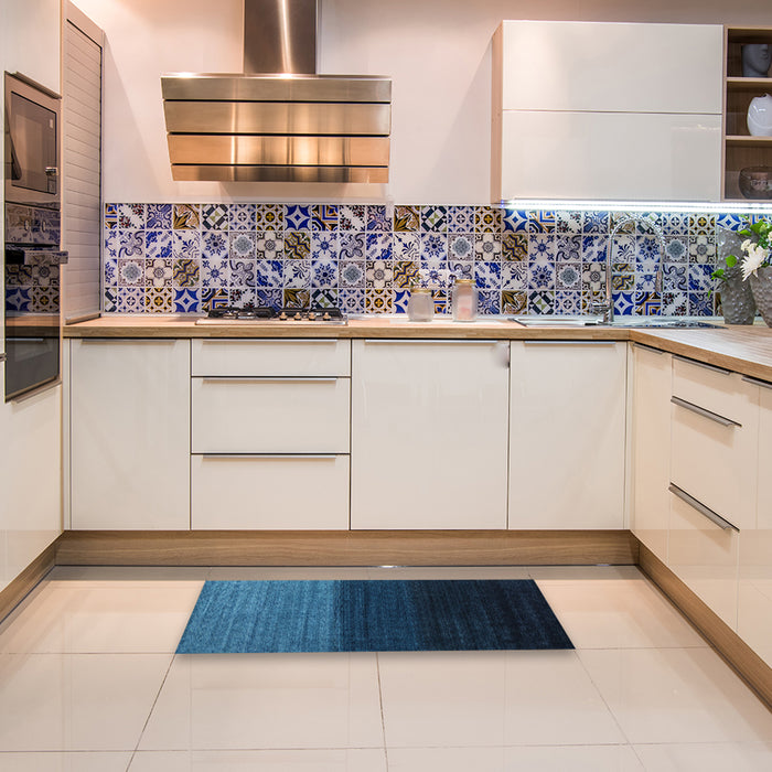 Contemporary Deep-Sea Blue Modern Rug in a Kitchen, con1777