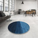 Round Machine Washable Contemporary Deep-Sea Blue Rug in a Office, wshcon1778