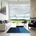 Square Machine Washable Contemporary Deep-Sea Blue Rug in a Living Room, wshcon1778