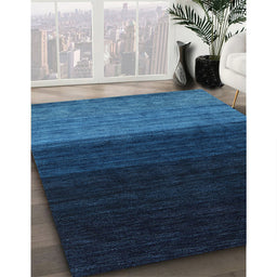 Contemporary Deep-Sea Blue Modern Rug in Family Room, con1778