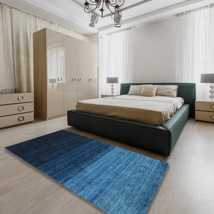Machine Washable Contemporary Deep-Sea Blue Rug in a Bedroom, wshcon1778